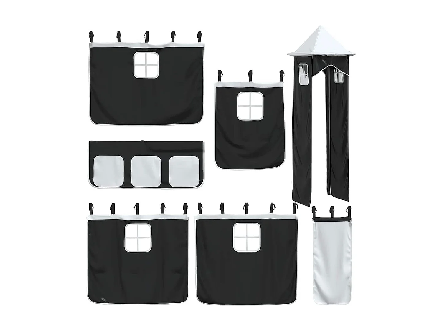 Lit superposé sans matelas avec toboggan blanc noir 90x200 cm