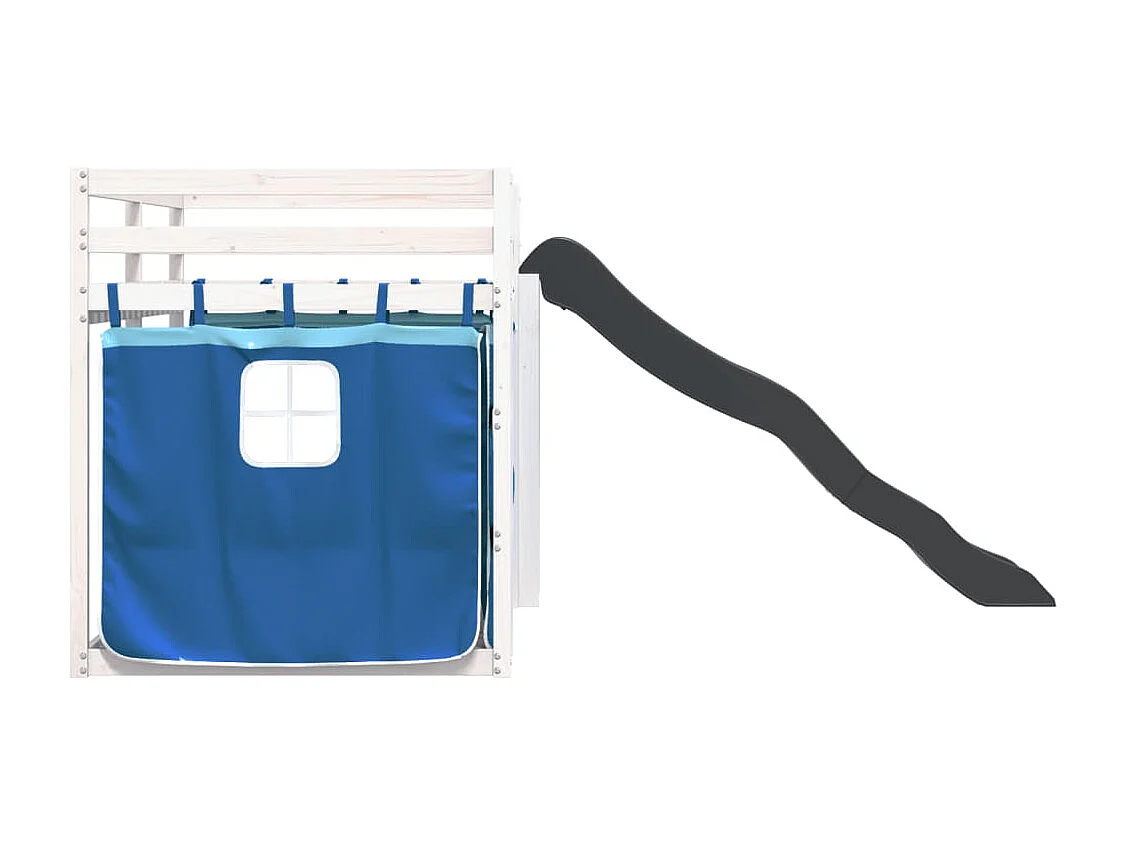 Lit superposé sans matelas avec toboggan et rideaux 90x200 cm