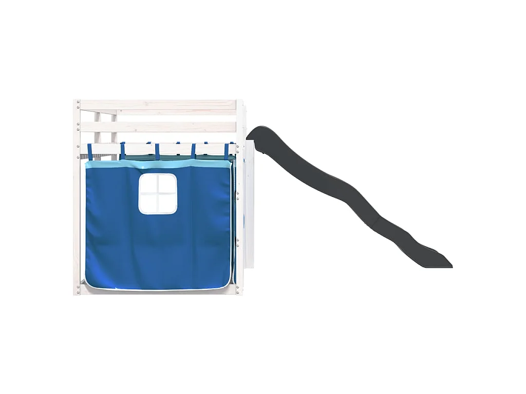 Lit superposé sans matelas avec toboggan et rideaux 90x200 cm