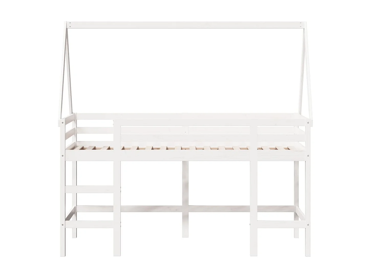 Lit superposé avec échelle et toit sans matelas blanc 80x200 cm