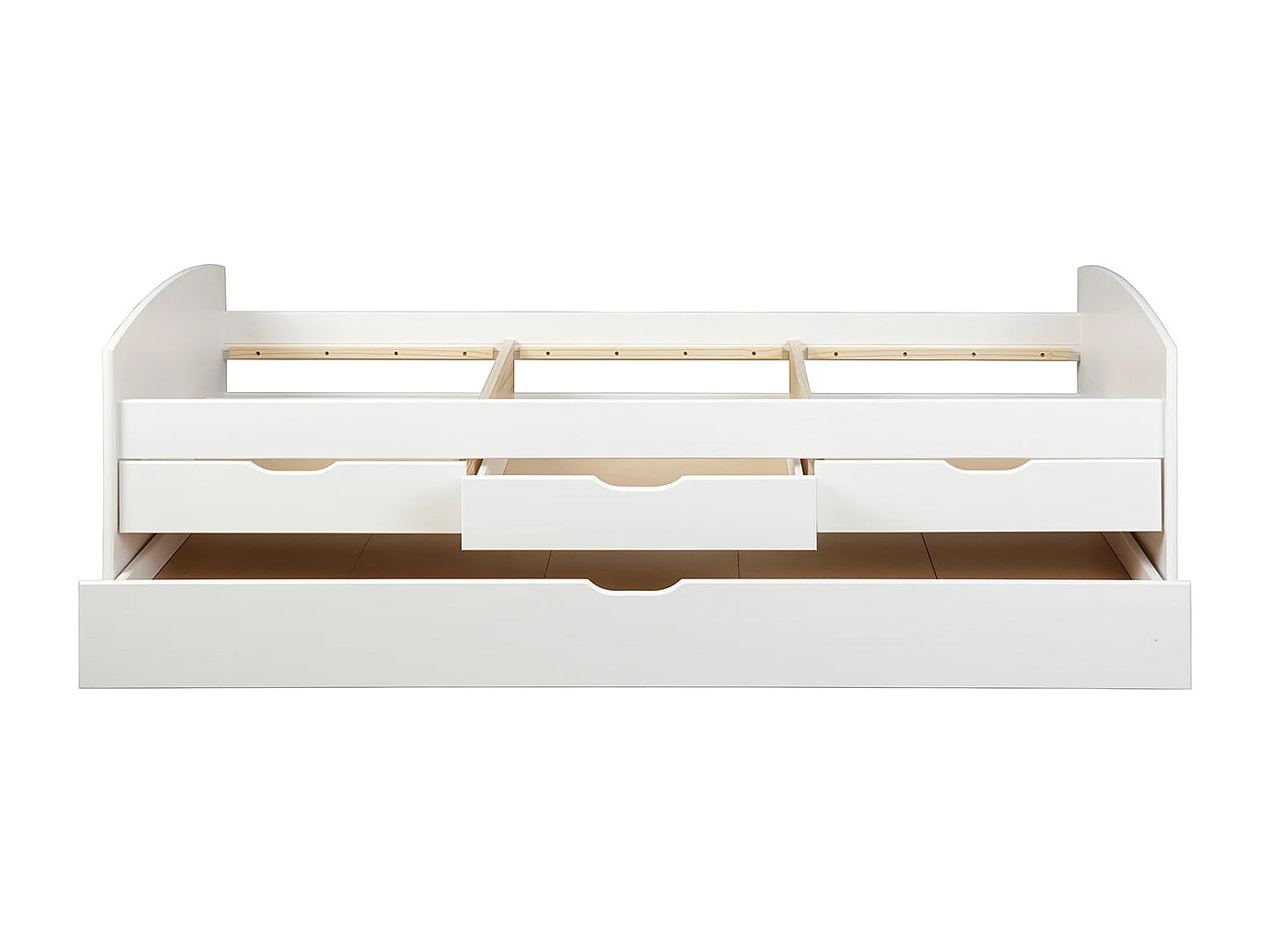 Riewo Bett 90x200 cm mit 1 Ausziehbett, weiss.