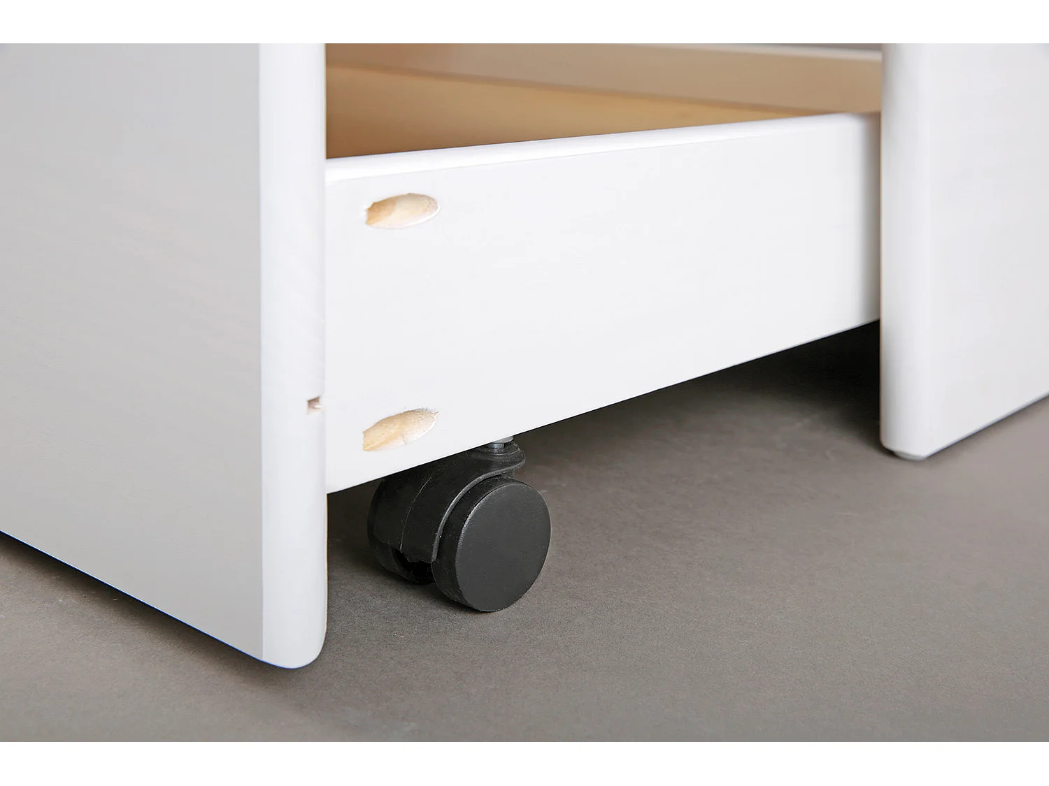 Riewo Bett 90x200 cm mit 1 Ausziehbett, weiss.