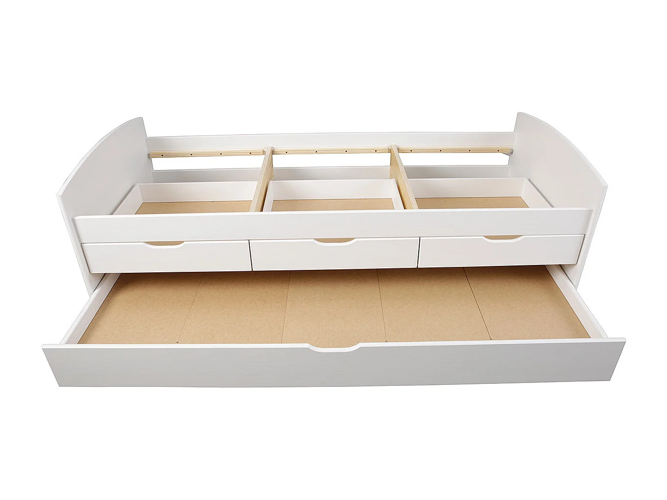 Riewo Bett 90x200 cm mit 1 Ausziehbett, weiss.