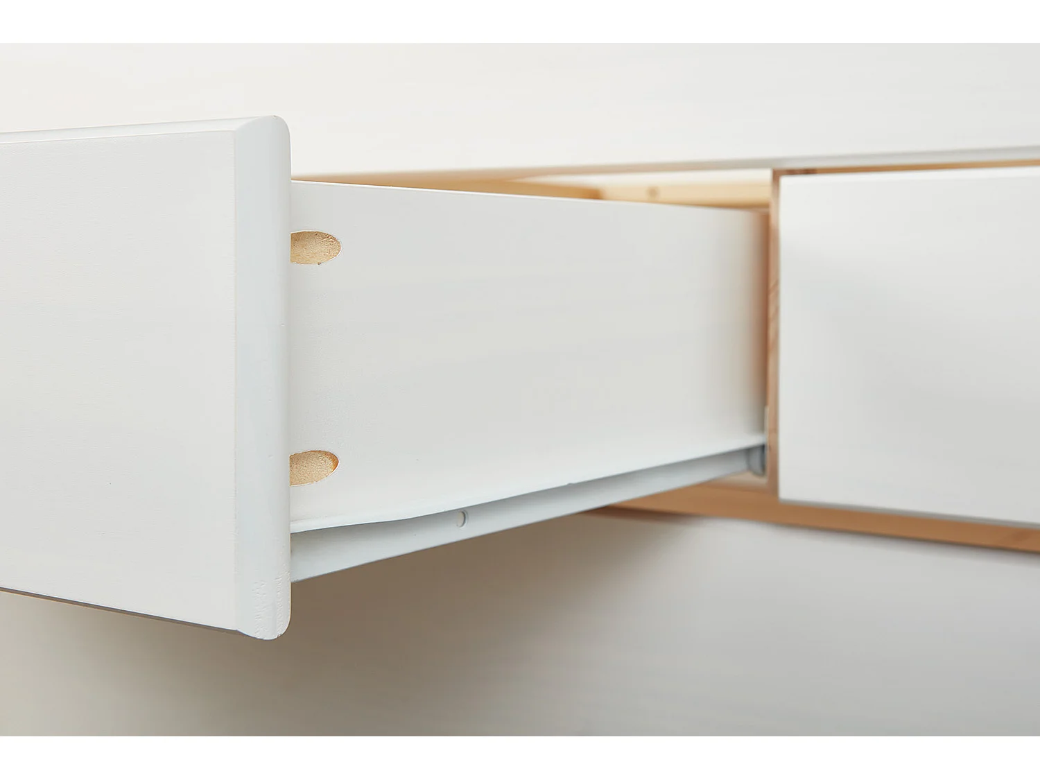 Riewo Bett 90x200 cm mit 1 Ausziehbett, weiss.