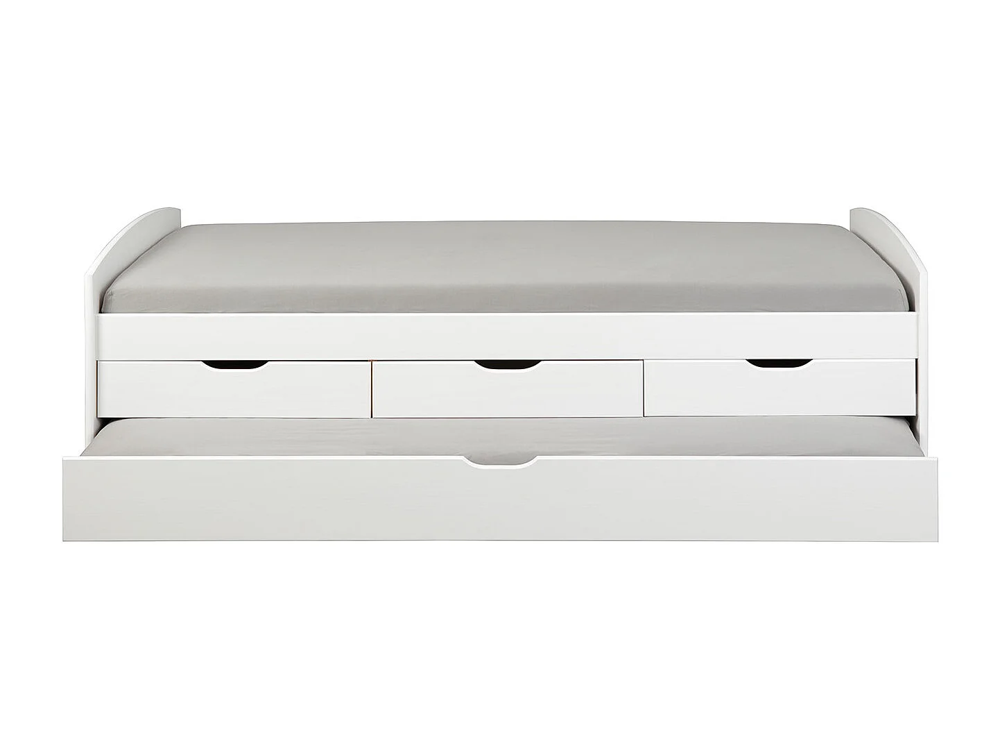 Riewo Lit 90x200 cm avec 1 lit gigogne, blanc.