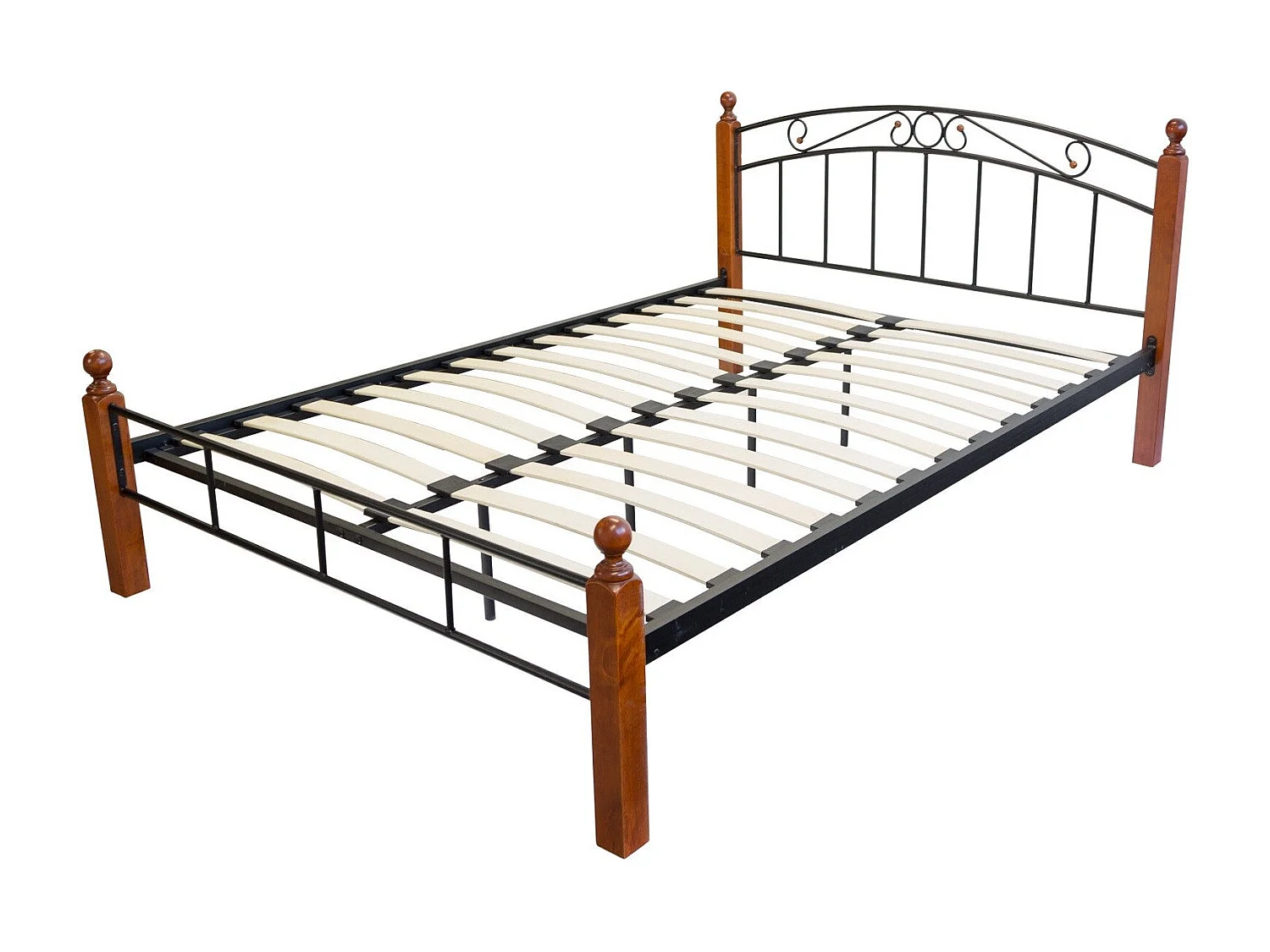 Lit adulte 2 personnes métal marron 215 x 185 x 90 cm LIT06028