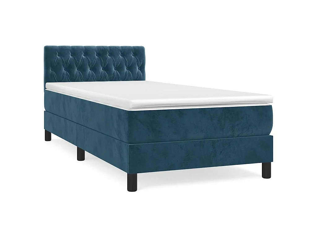 Sommier à lattes de lit avec matelas Bleu foncé 90x200 cm