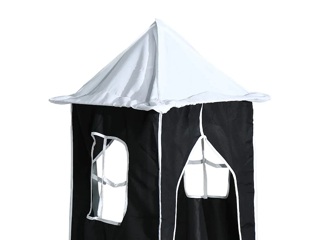 Litera con tobogán y cortinas blanco y negro 90x200 cm