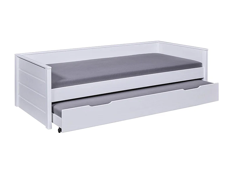 Dream bed 90x200cm met 1 uitschuifbaar bed wit.