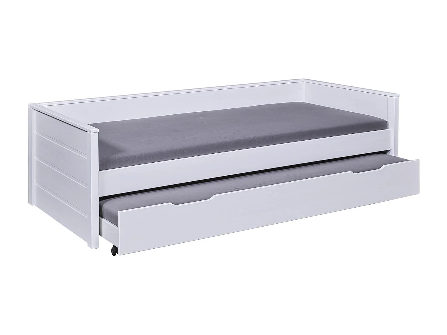 Dream bed 90x200cm met 1 uitschuifbaar bed wit.