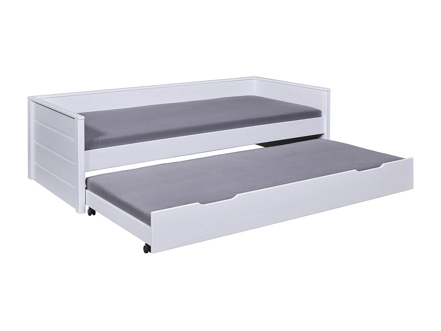 Dream bed 90x200cm met 1 uitschuifbaar bed wit.