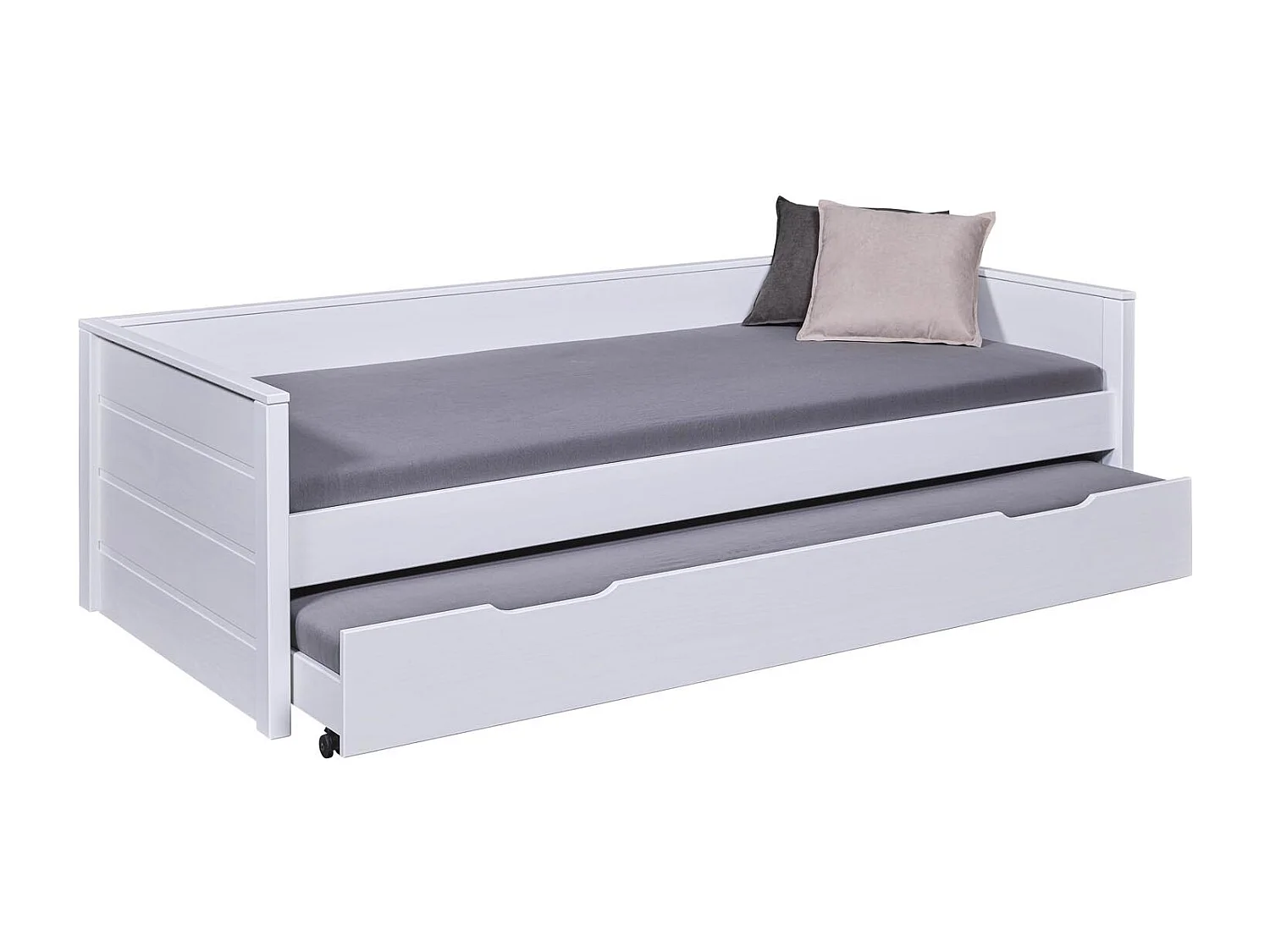 Dream bed 90x200cm met 1 uitschuifbaar bed wit.