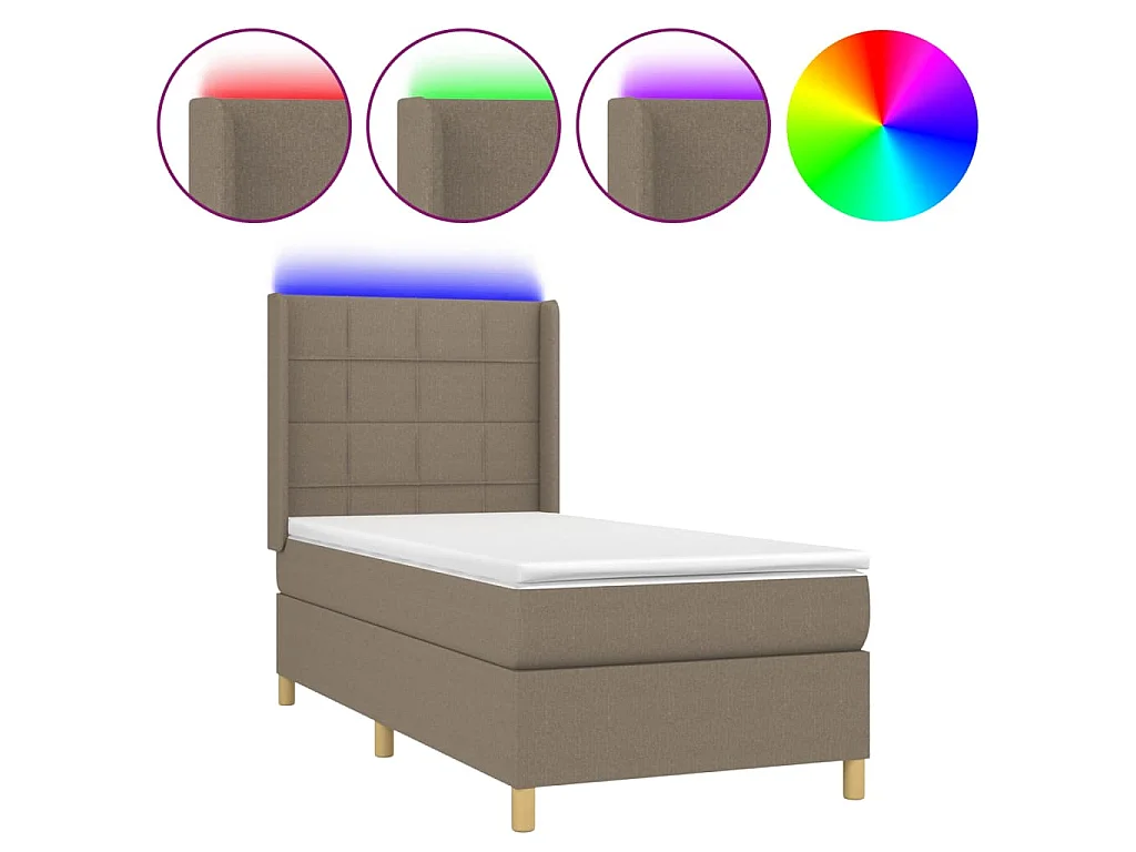 Boxspring met matras en LED stof taupe 80x200 cm