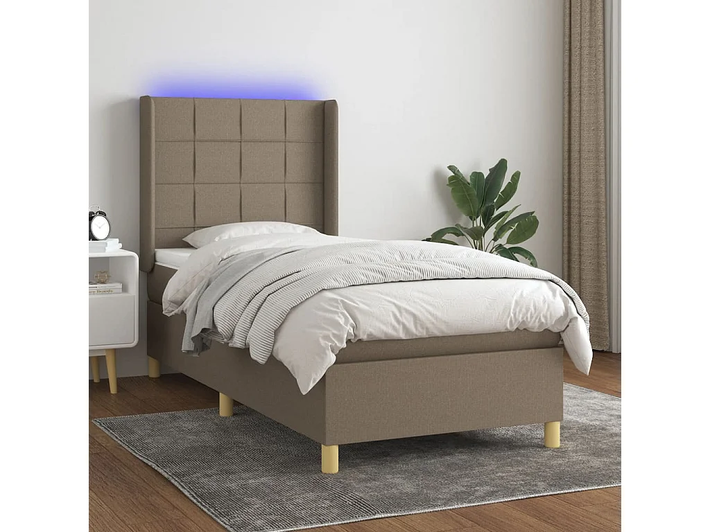 Boxspring met matras en LED stof taupe 80x200 cm