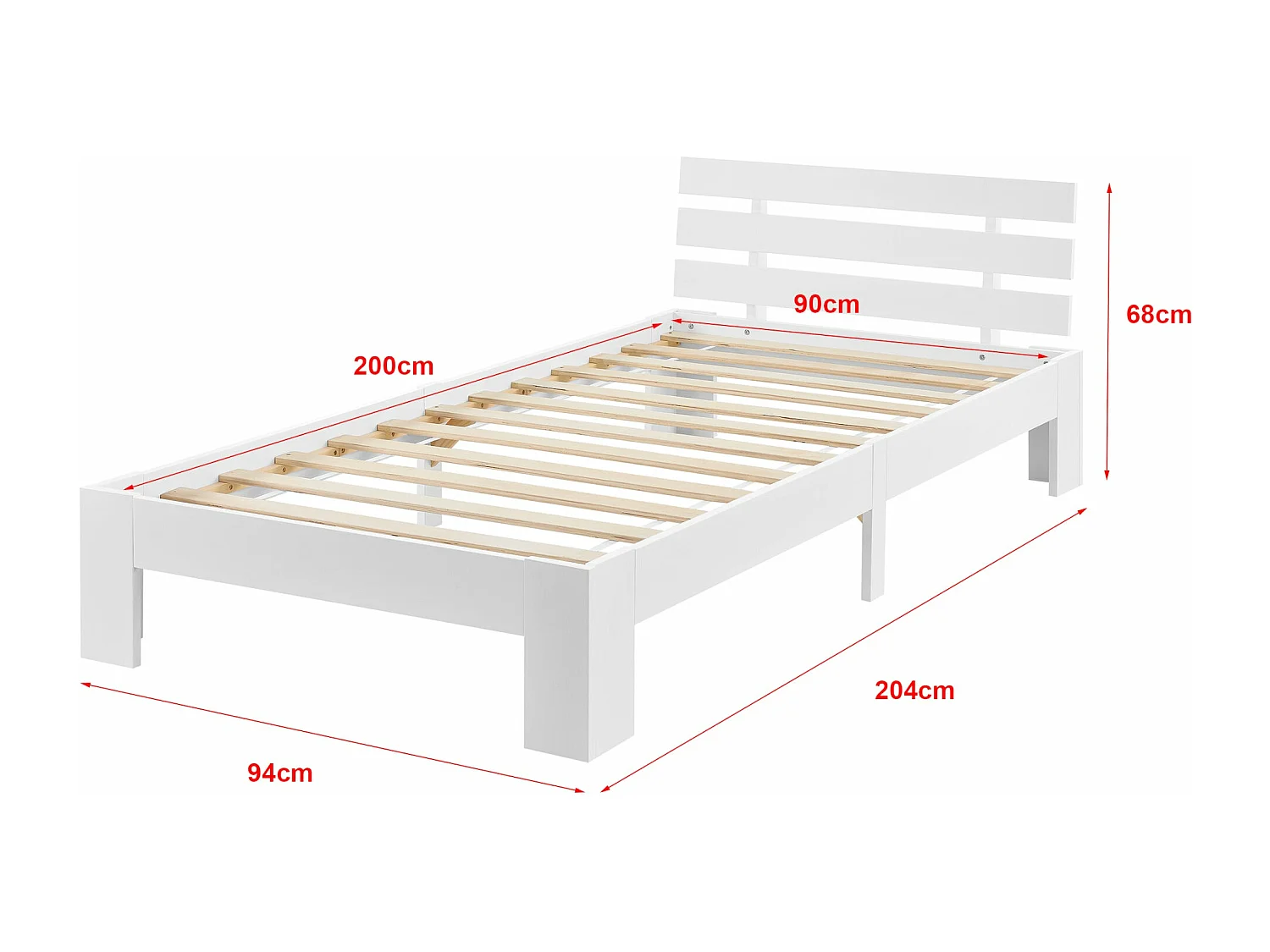 Cadre de Lit Design bois blanche 204 x 94 x 68 cm 03_0004743