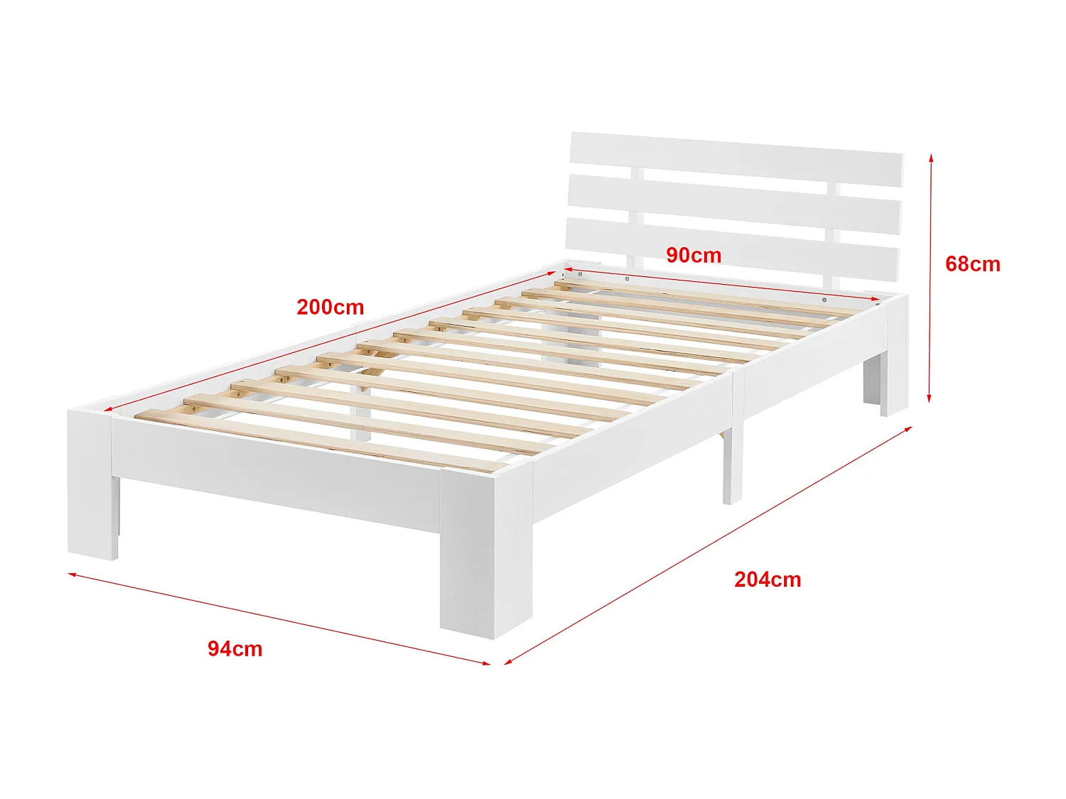 Cadre de Lit Design bois blanche 204 x 94 x 68 cm 03_0004743