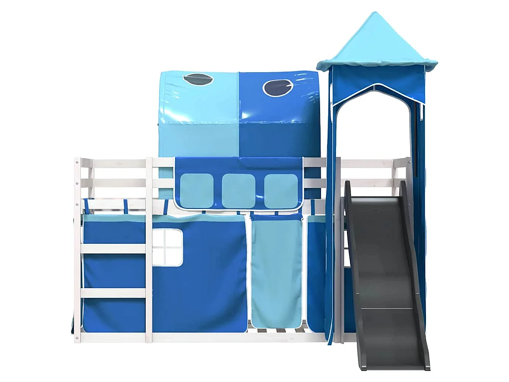 Beliche com escorrega e cortinas 90x200 cm azul