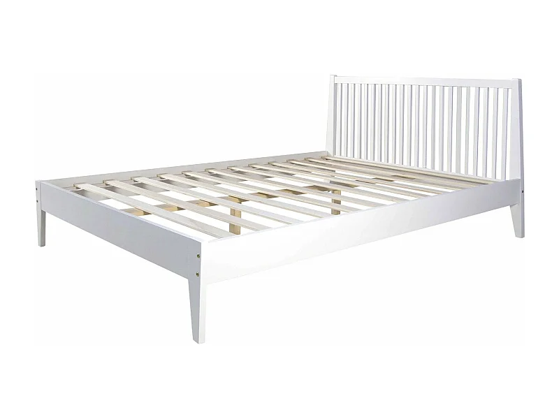 Lit double deux personnes bois marron 207 x 146 x 92 cm LIT06185