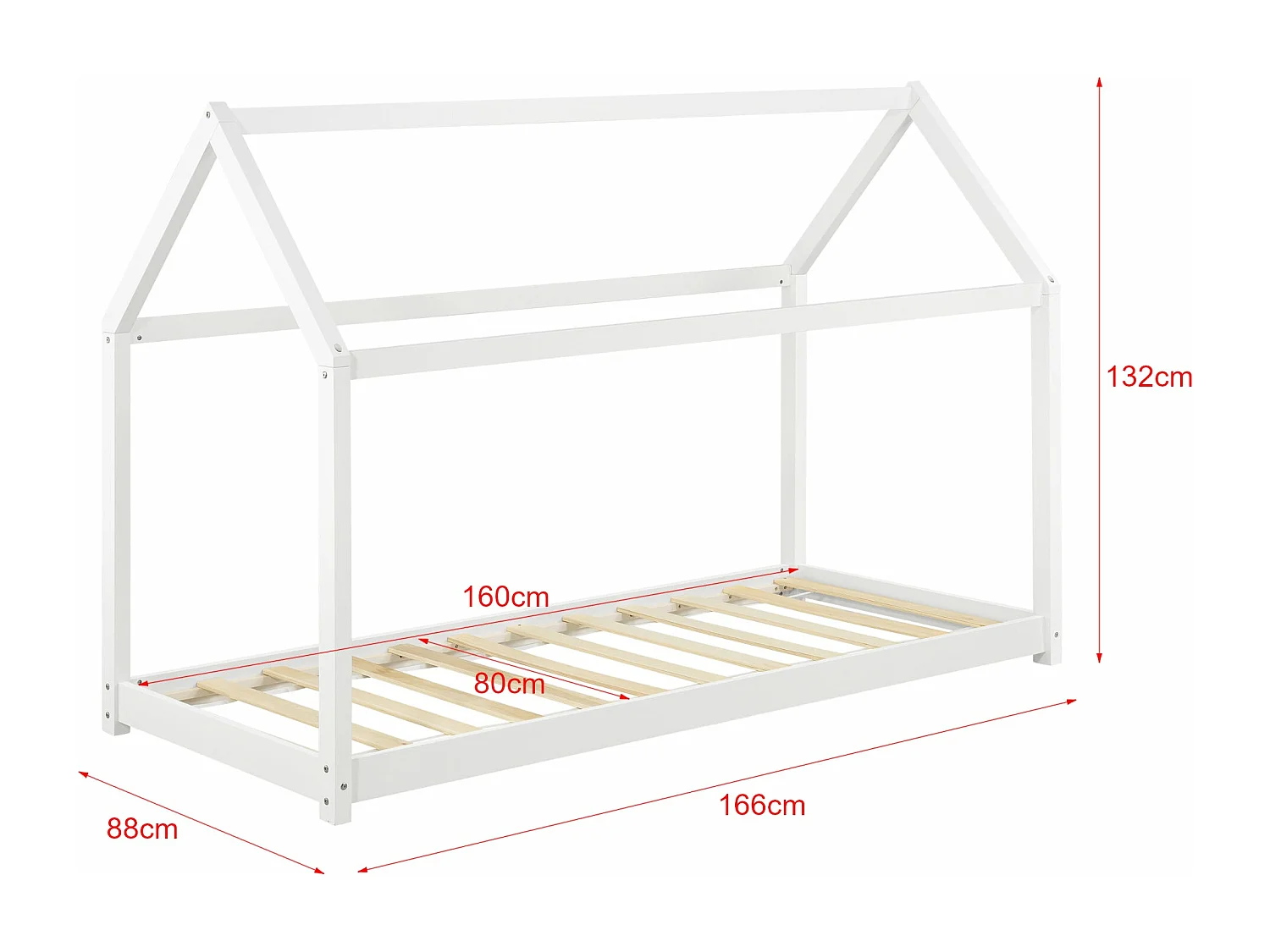 Lit pour enfant en bois blanche 166 x 88 x 127 cm 03_0005542