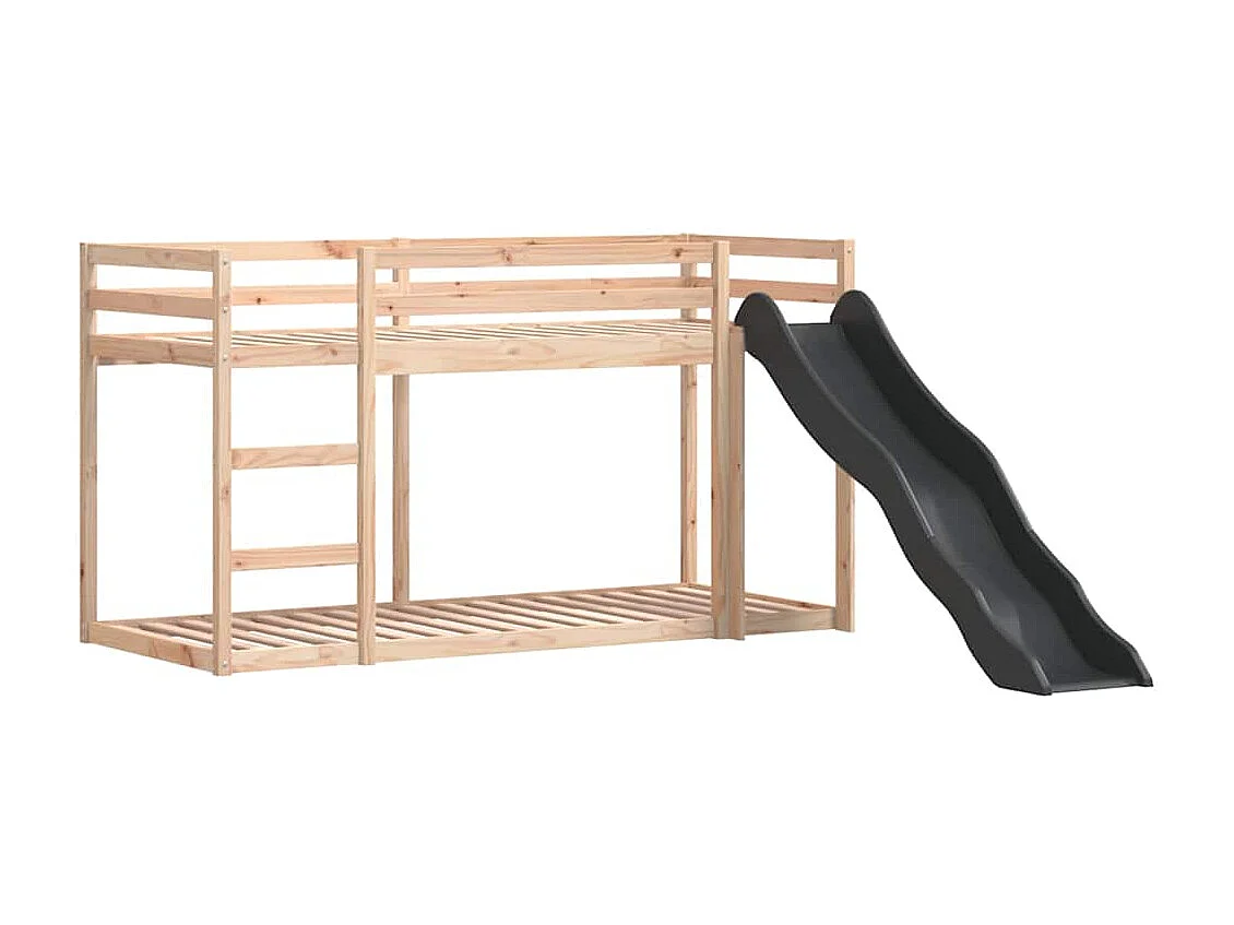 Lit superposé avec toboggan et échelle sans matelas 90x200 cm