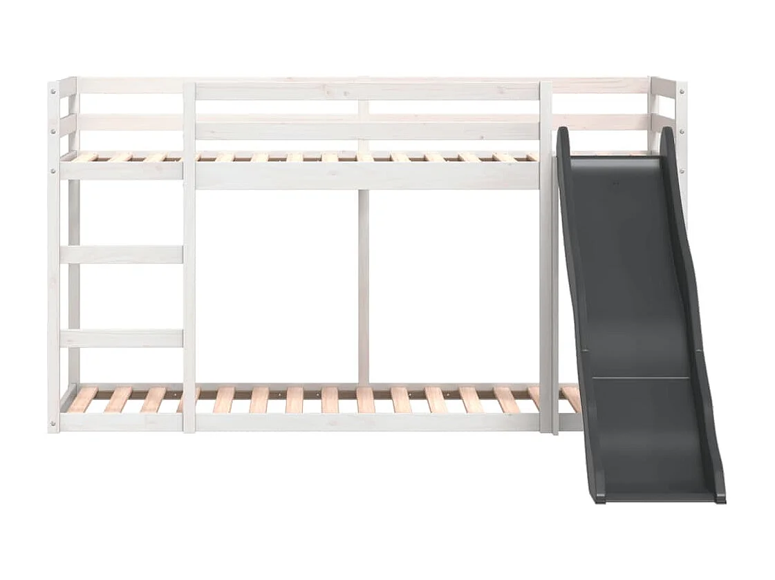 Lit superposé avec toboggan et échelle sans matelas 90x200 cm