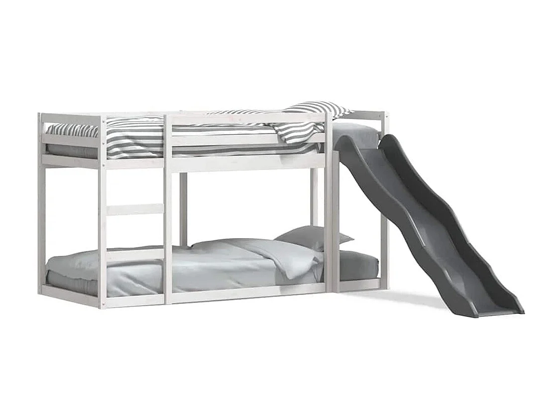 Lit superposé avec toboggan et échelle sans matelas 90x200 cm