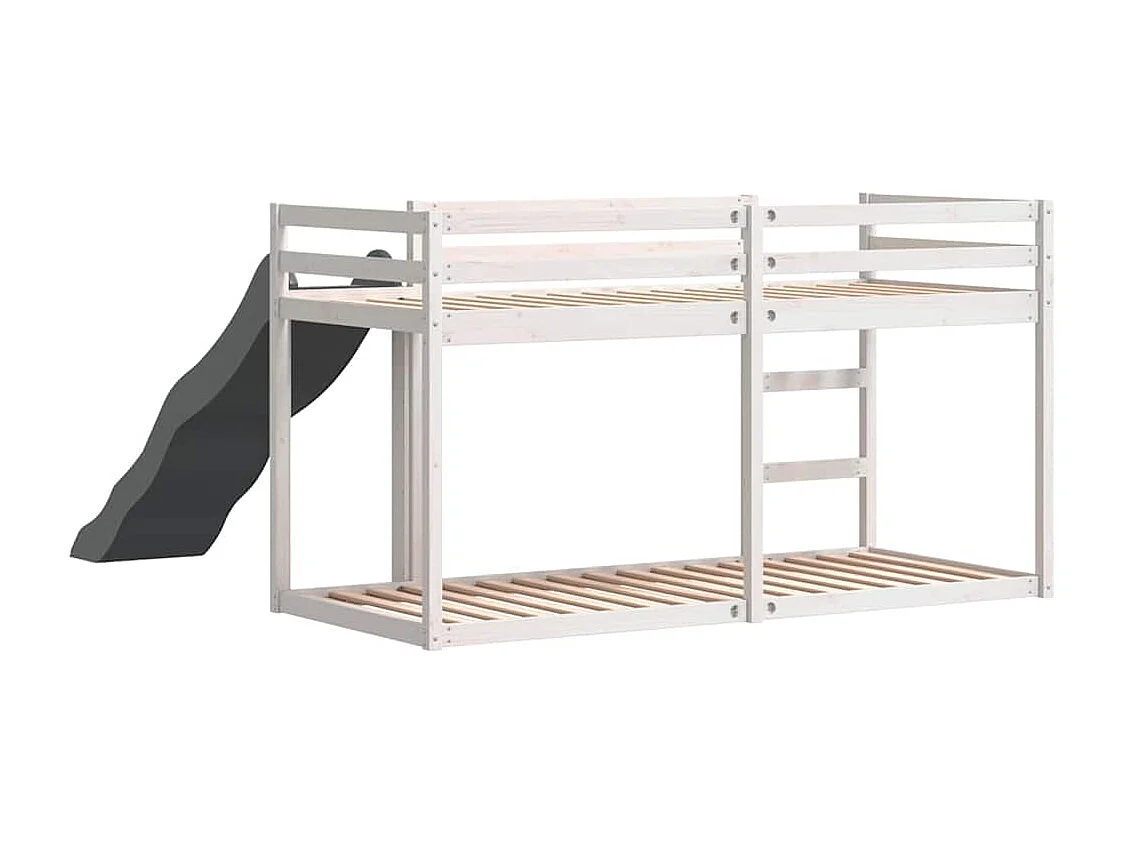 Lit superposé avec toboggan et échelle sans matelas 90x200 cm