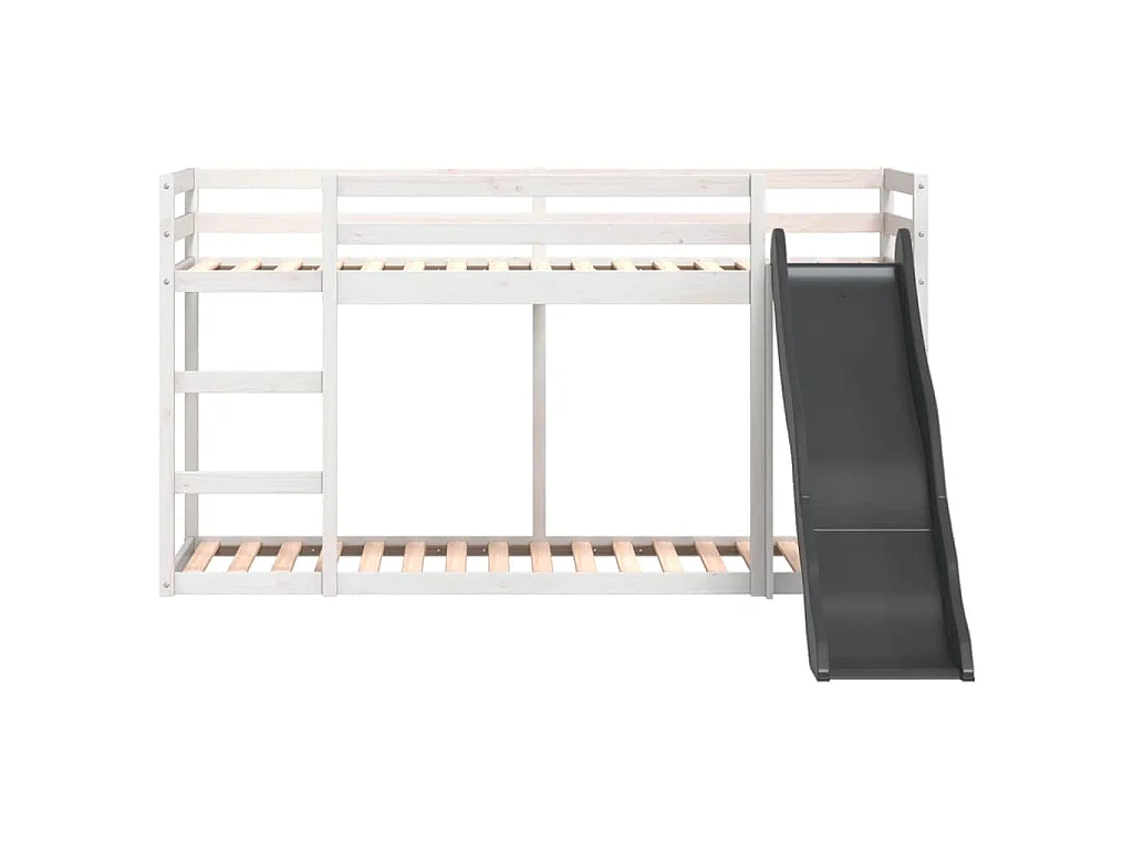 Letto a Castello Scivolo e Scala Bianco 90x200 cm Legno di Pino