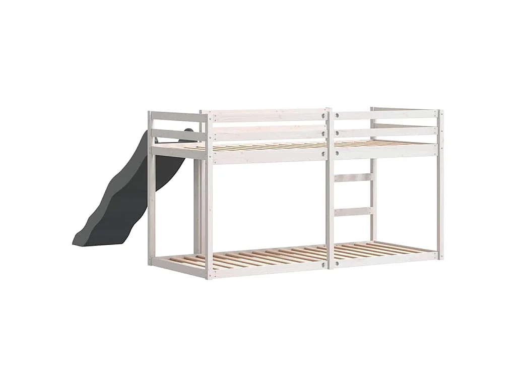 Letto a Castello Scivolo e Scala Bianco 90x200 cm Legno di Pino