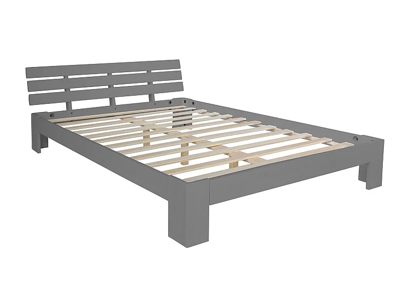 Lit pour adulte avec bois marron 124 x 204 x 66 cm LIT06208