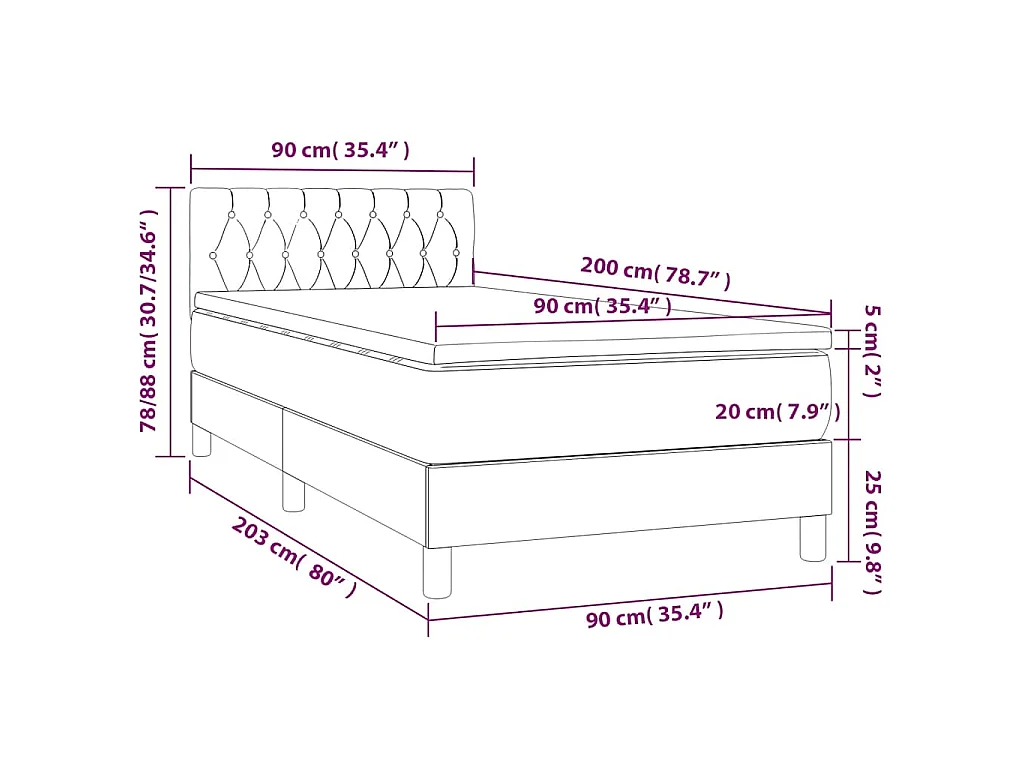Sommier à lattes de lit avec matelas Vert foncé 90x200 cm