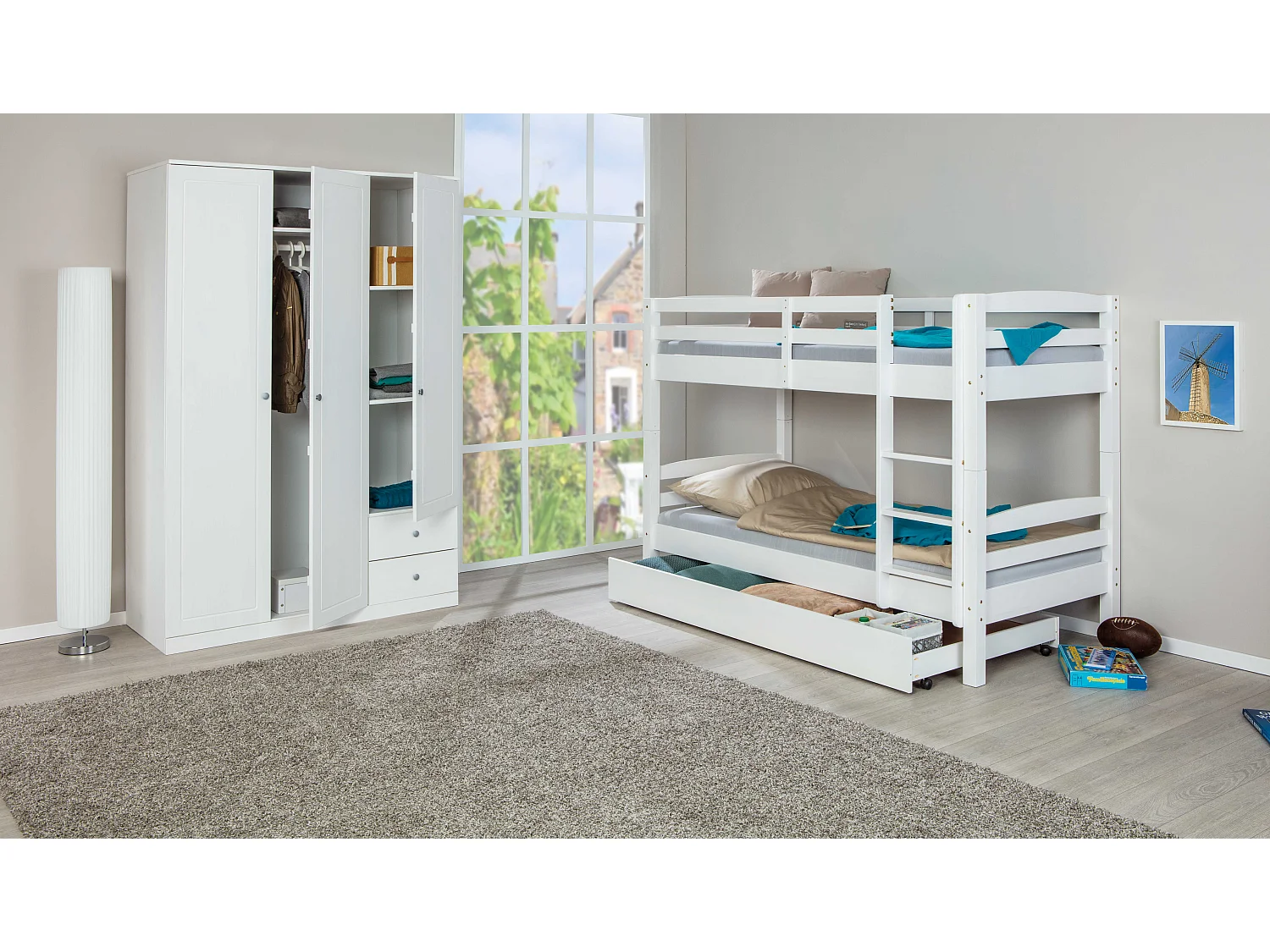 Ancki Lit superposé, blanc laqué.