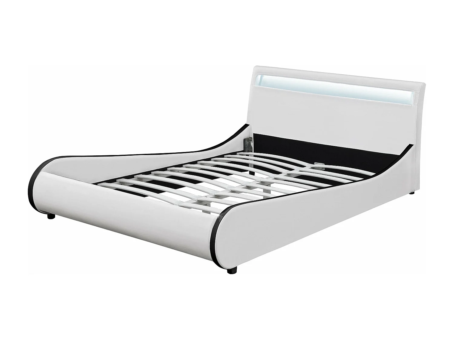 Lit double 2 personnes cuir blanche 221 x 189 x 83 cm 03_0005324