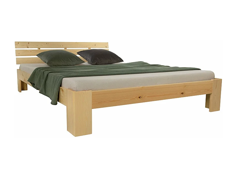 Lit double 2 personnes bois marron 204 x 164 x 66 cm LIT06163