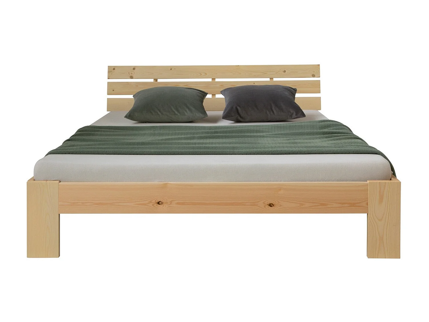 Lit double 2 personnes bois marron 204 x 164 x 66 cm LIT06163