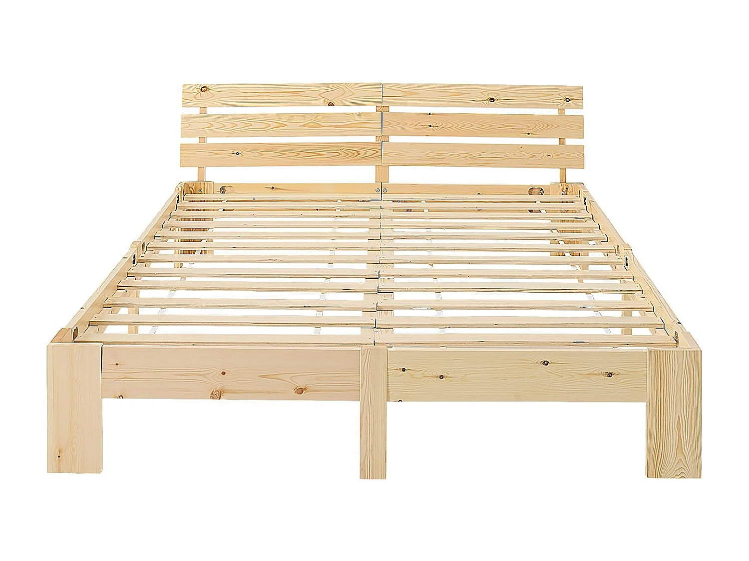 Lit double 2 personnes bois marron 204 x 164 x 66 cm LIT06163