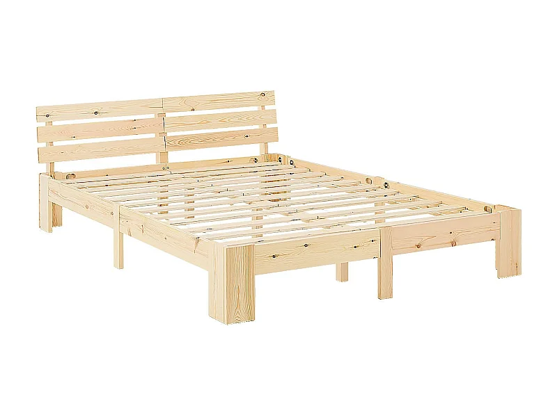 Lit double 2 personnes bois marron 204 x 164 x 66 cm LIT06163