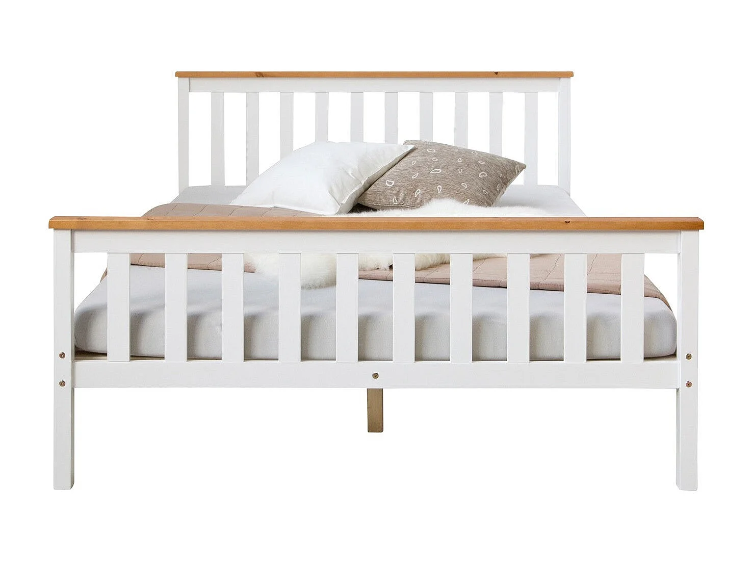 Lit double deux personne bois marron 206 x 146 x 82 cm LIT06159