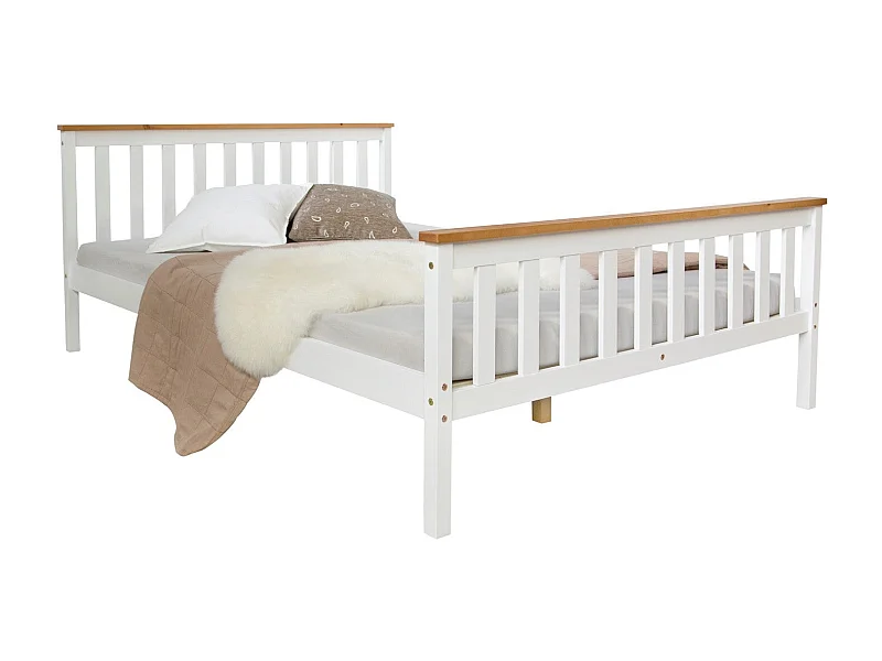 Lit double deux personne bois marron 206 x 146 x 82 cm LIT06159