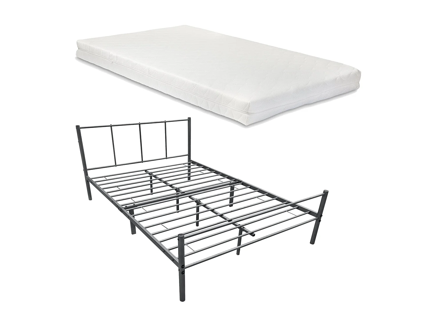 Lit double en métal grise 209.5 x 121.5 x 81.5 cm 03_0004893