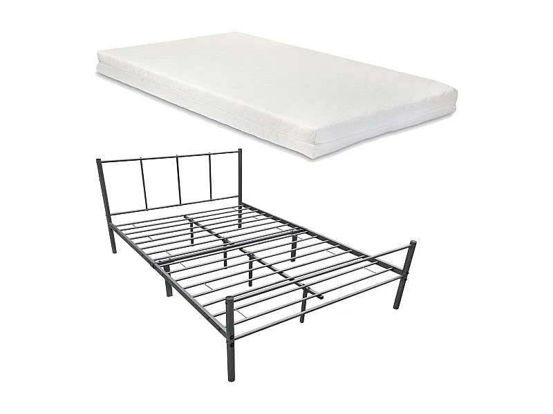 Lit double en métal grise 209.5 x 121.5 x 81.5 cm 03_0004893