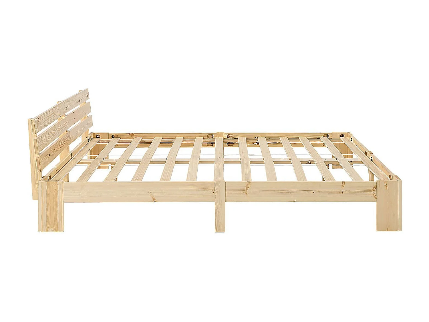 Lit double 2 personnes bois marron 204 x 144 x 66 cm LIT06162