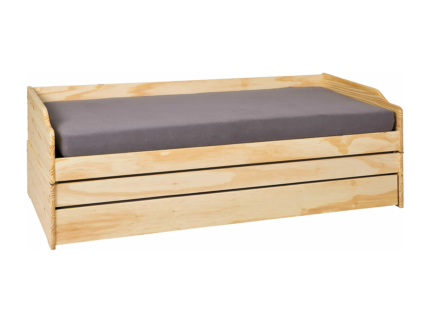 Lotved Bett 90x200 cm, 3 Schlafplätze, natur.