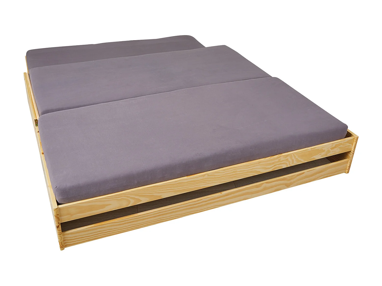 Lotved Bett 90x200 cm, 3 Schlafplätze, natur.