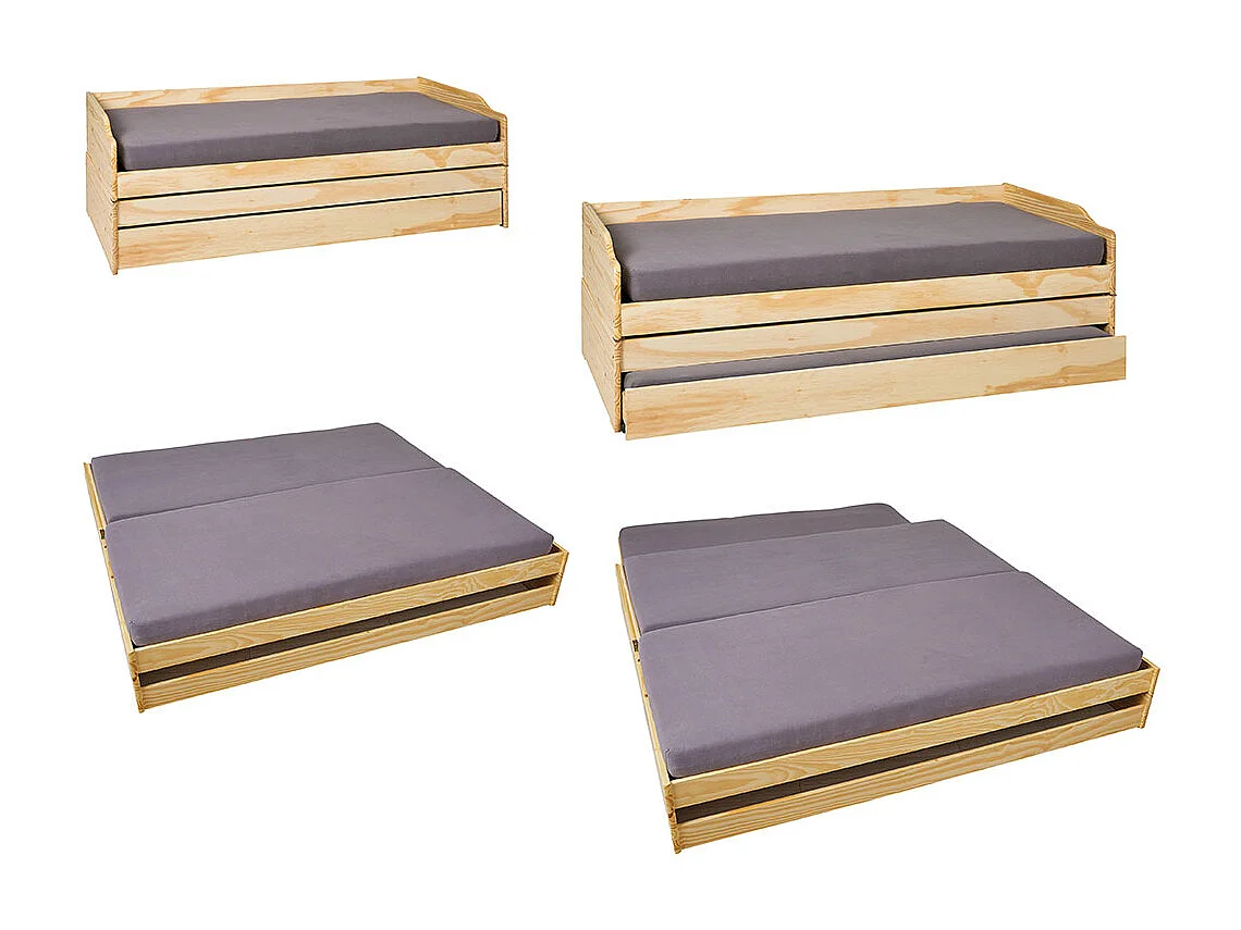 Lotved Lit 90x200 cm, 3 places, naturel.