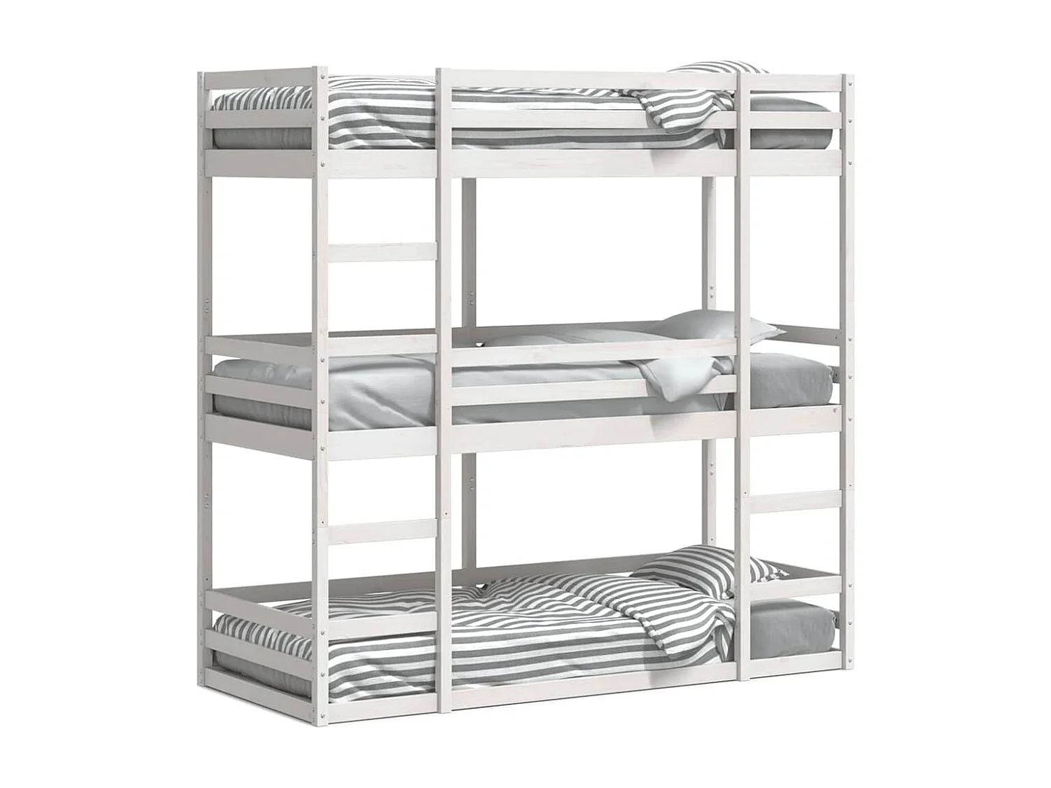 Lit superposé triple sans matelas 90x200 cm bois de pin massif