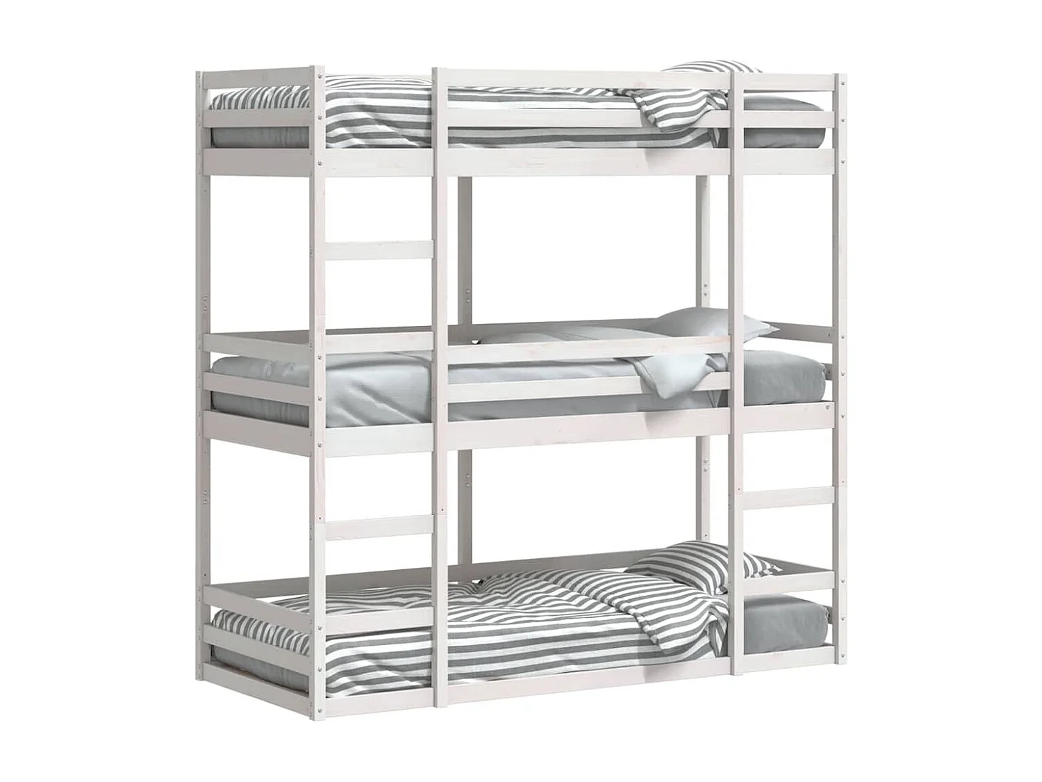 Lit superposé triple sans matelas 90x200 cm bois de pin massif