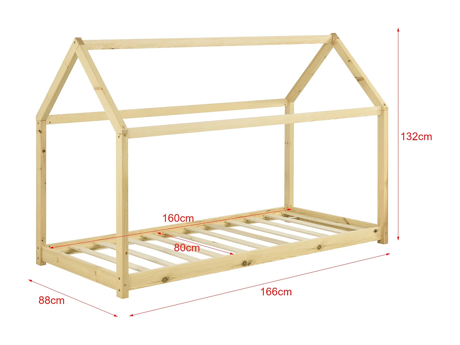 Lit pour enfant en bois marron 166 x 88 x 132 cm 03_0005545