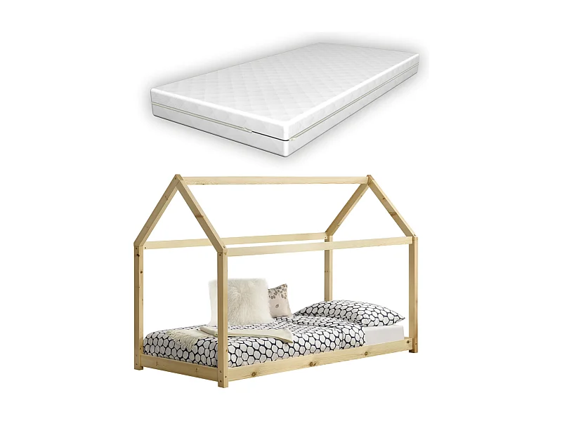 Lit pour enfant en bois marron 166 x 88 x 132 cm 03_0005545