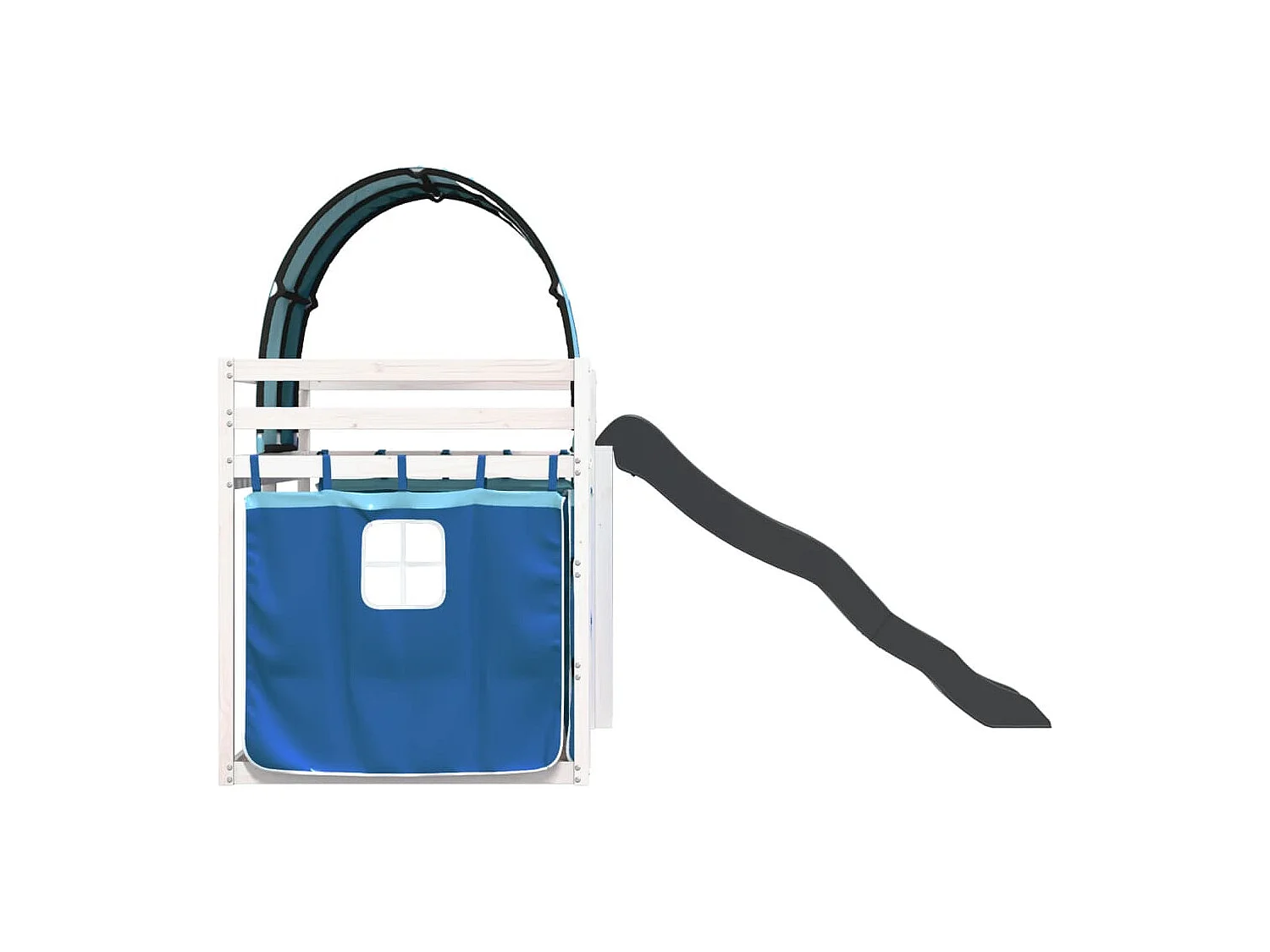 Lit superposé sans matelas avec toboggan et rideaux 90x200 cm